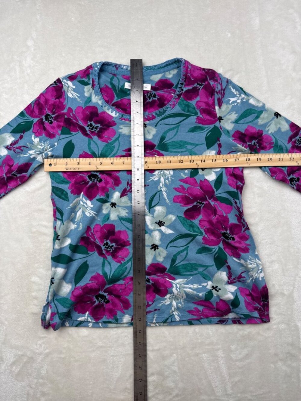 Carole Hochman Womens Floral Pajama Set Small Blue & Pink - Picture 5 of 11